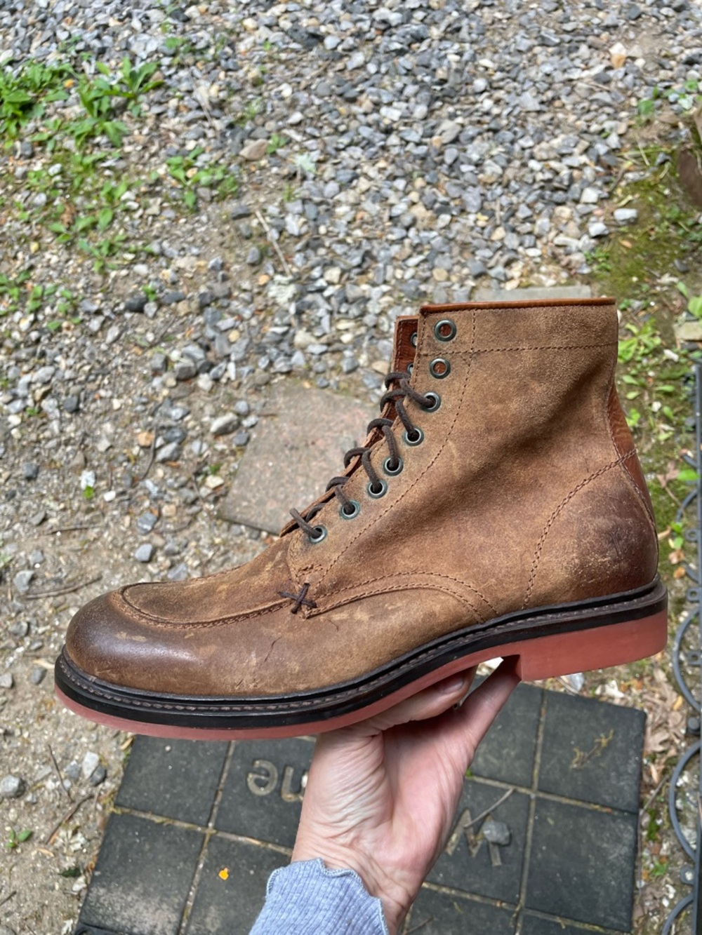 New Frye Wallace Distressed Suede Lace Up Boots Size 10 D